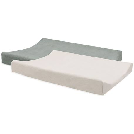 Lot de 2 housses de matelas à langer Vert d'eau, écru 1 - vertbaudet enfant 