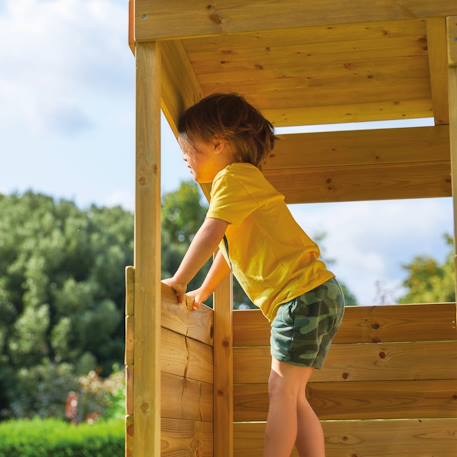 Cabane sur pilotis avec toboggan cimes bois fsc® Marron - vert kaki 3 - vertbaudet enfant 
