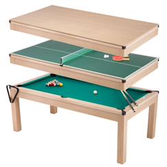 Jouet-Jeux vidéos et jeux d'arcade-Jeux d'arcade-Kangui table de salle à manger 3 en 1 avec billard et ping pong