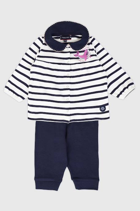 Pyjama bébé - coton Milk/marine deep 1 - vertbaudet enfant 