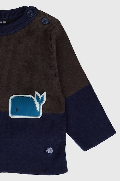 Pull marin en coton et laine bébé Nine iron / marine deep 3 - vertbaudet enfant 
