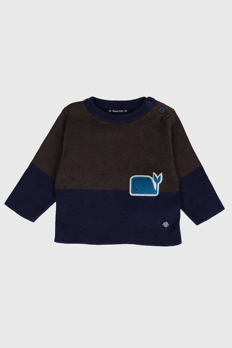 Pull marin en coton et laine bébé Nine iron / marine deep 1 - vertbaudet enfant 