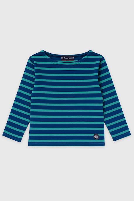 Fille-T-shirt, sous-pull-T-shirt-Marinière en coton rustique enfant