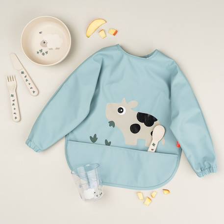 Bavoir à manches avec poche tiny farm bleu Bleu 3 - vertbaudet enfant 