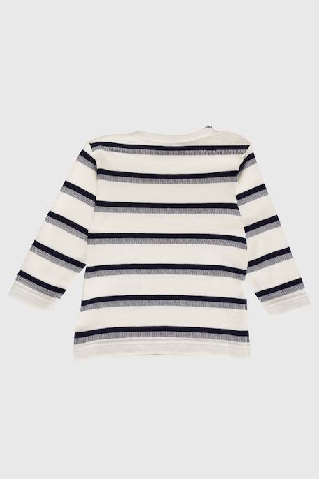 Marinière jacquard en coton léger bébé Nature/marine deep 2 - vertbaudet enfant 