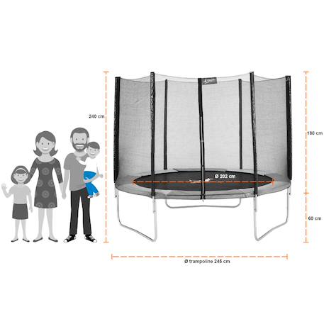 Trampoline rond 250cm avec filet, échelle, bâche et kit d'ancrage Bleu 3 - vertbaudet enfant 
