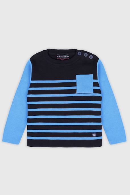 Garçon-Pull, gilet, sweat-Pull-Pull marin rayé en coton enfant