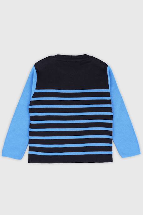 Pull marin rayé en coton enfant - marine deep/ blue saphir 2 - vertbaudet enfant 