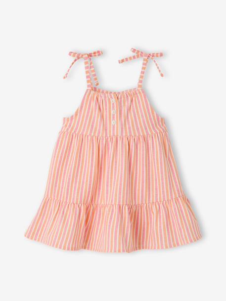 Robe bébé fille bretelles coton bio beige+rayé rose 7 - vertbaudet enfant 