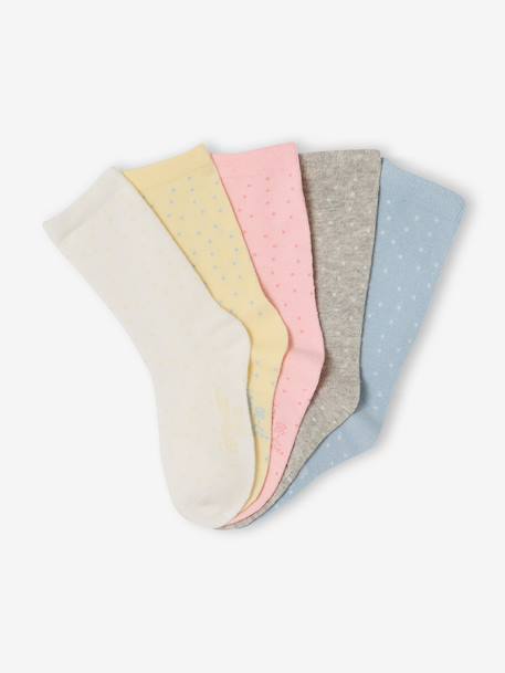 Lot de 5 paires de chaussettes à pois fille bois de rose+rose+rose pâle 6 - vertbaudet enfant 