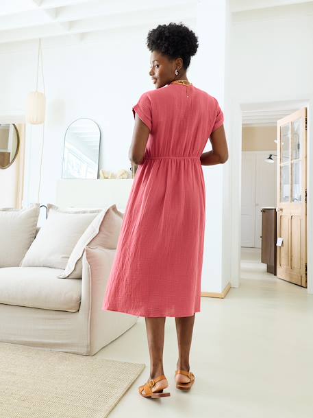 Robe longue grossesse et allaitement bleu grisé+rose 9 - vertbaudet enfant 