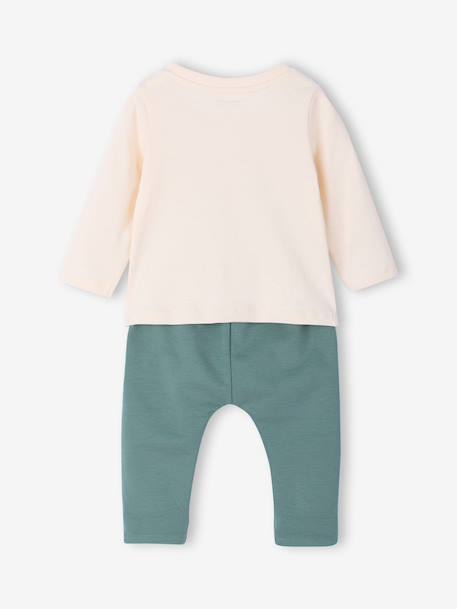 Ensemble bébé tee-shirt et pantalon en molleton bleu canard+rayé / caramel 4 - vertbaudet enfant 