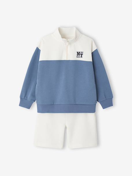 Ensemble short sweat garçon bleu moyen 1 - vertbaudet enfant 