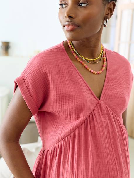 Robe longue grossesse et allaitement bleu grisé+rose 13 - vertbaudet enfant 
