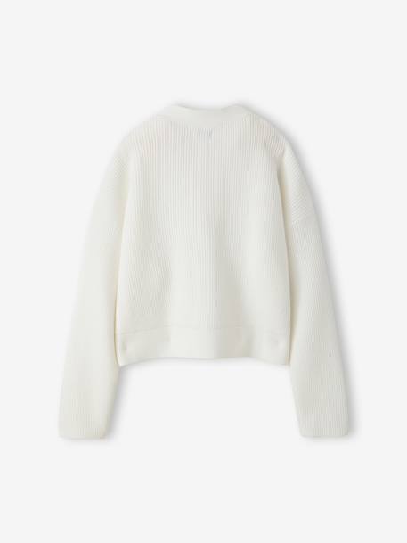 Gilet court fille écru+gris chiné 2 - vertbaudet enfant 