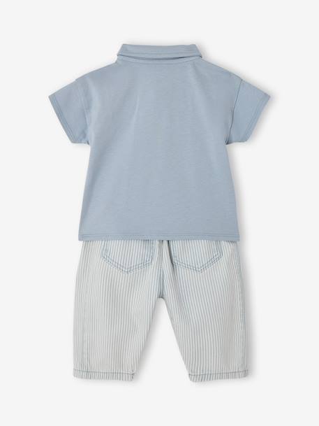 Ensemble polo pantalon bébé garçon rayé bleu 6 - vertbaudet enfant 