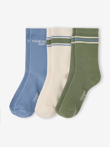 Lot 3 chaussettes garçon bleu grisé 1 - vertbaudet enfant 