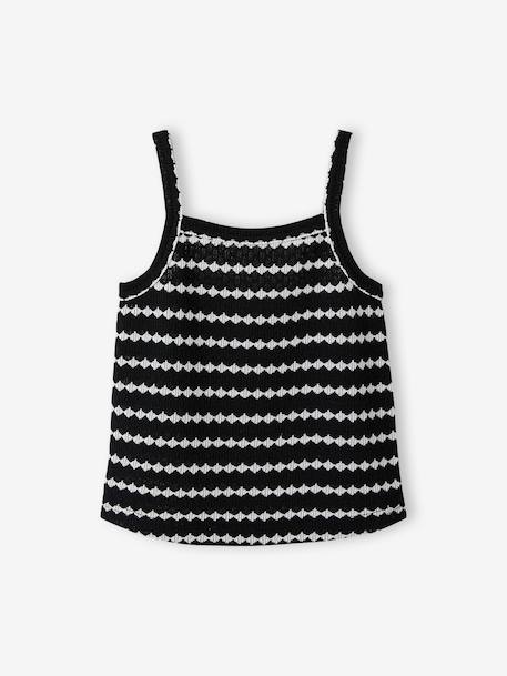 Débardeur en maille fantaisie fille noir+rayé noir 2 - vertbaudet enfant 