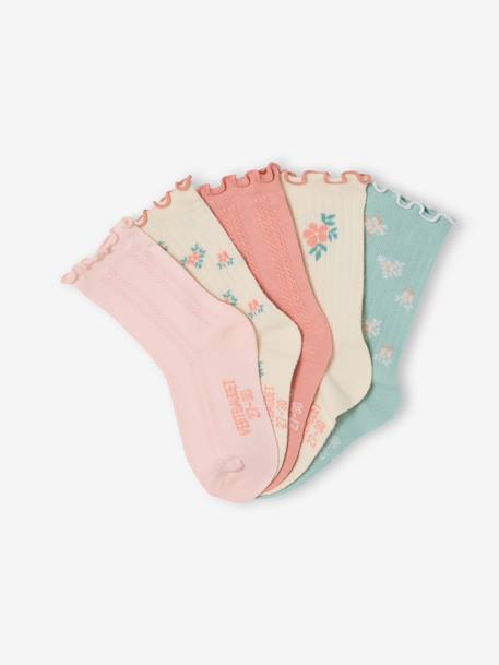 Lot 5 chaussettes fille abricot 2 - vertbaudet enfant 