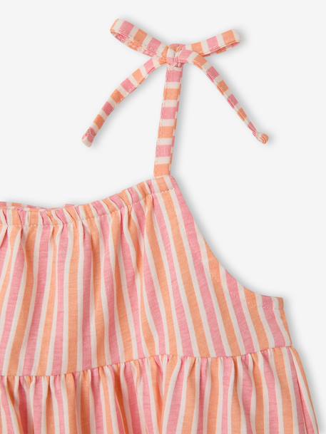 Robe bébé fille bretelles coton bio beige+rayé rose 9 - vertbaudet enfant 