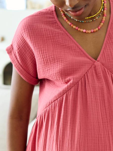 Robe longue grossesse et allaitement bleu grisé+rose 12 - vertbaudet enfant 