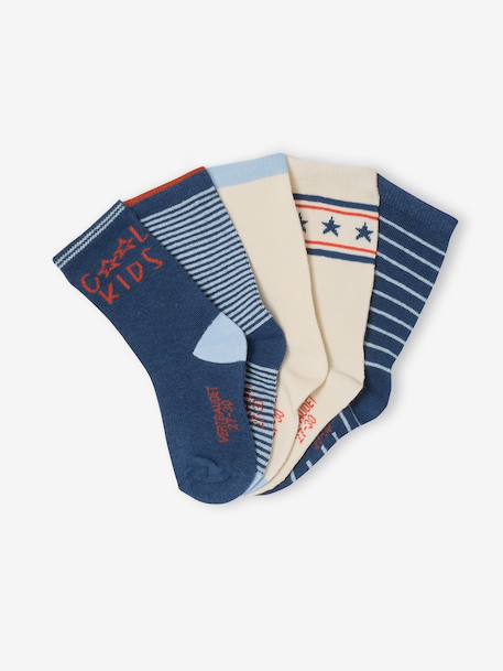 Lot de 5 paires de chaussettes 'Cool Kids' garçon bleu azur+indigo+vert sauge 4 - vertbaudet enfant 
