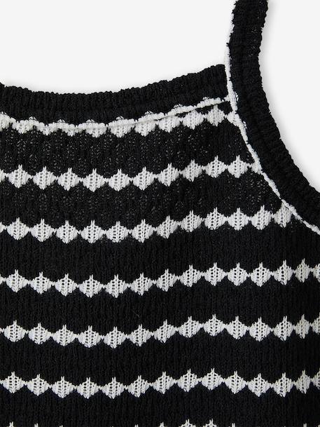 Débardeur en maille fantaisie fille noir+rayé noir 4 - vertbaudet enfant 