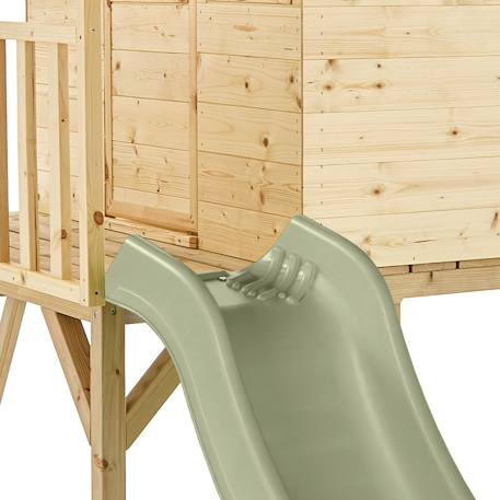 Maisonnette cabane sur pilotis avec toboggan colline bois fsc® Marron - vert kaki 5 - vertbaudet enfant 
