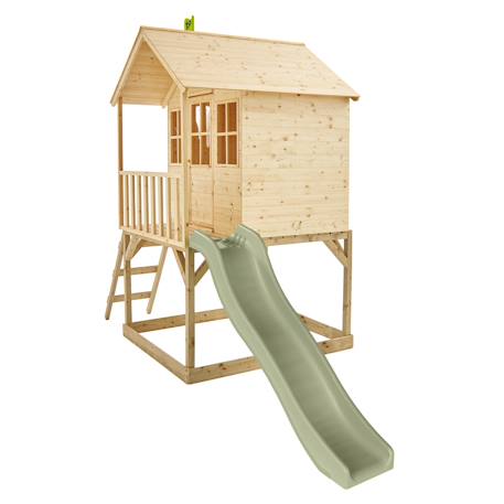 Maisonnette cabane sur pilotis avec toboggan colline bois fsc® Marron - vert kaki 4 - vertbaudet enfant 