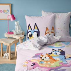 Linge de maison et décoration-Linge de lit enfant-Taie d'oreiller-Parure de lit imprimée 100% coton, bluey colorful