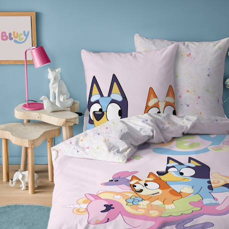 Parure de lit imprimée 100% coton, bluey colorful Rose 1 - vertbaudet enfant 