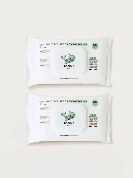 Lingettes à l'eau compostables à domicile Blanc 1 - vertbaudet enfant 