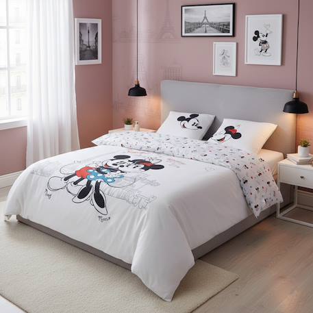 Housse de couette disney mickey et minnie paris love coton Ecru 4 - vertbaudet enfant 