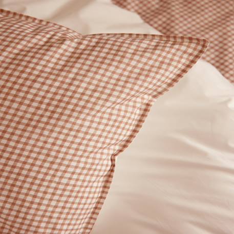 Taie d'oreiller enfant imprimée en percale de coton, mini vichy Beige moyen 3 - vertbaudet enfant 