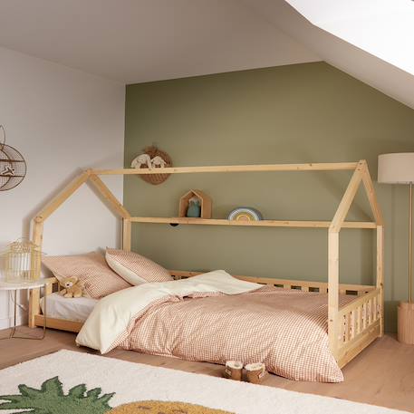 Taie d'oreiller enfant imprimée en percale de coton, mini vichy Beige moyen 2 - vertbaudet enfant 