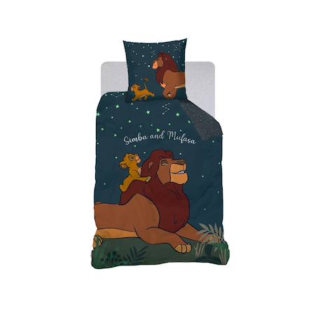 Housse de couette disney roi lion simba et mufasa brille dans le noir coton Bleu 2 - vertbaudet enfant 