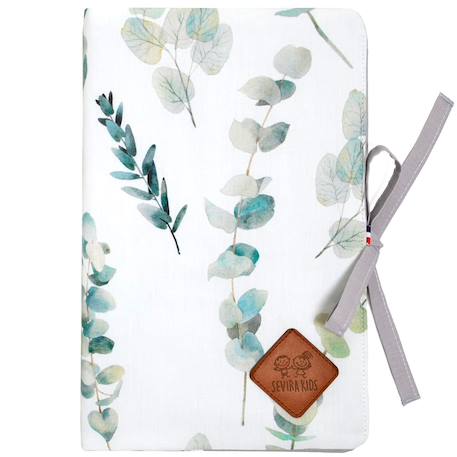 Protège carnet de santé bébé en coton eucalyptus Eucalyptus, vert, gris 1 - vertbaudet enfant 