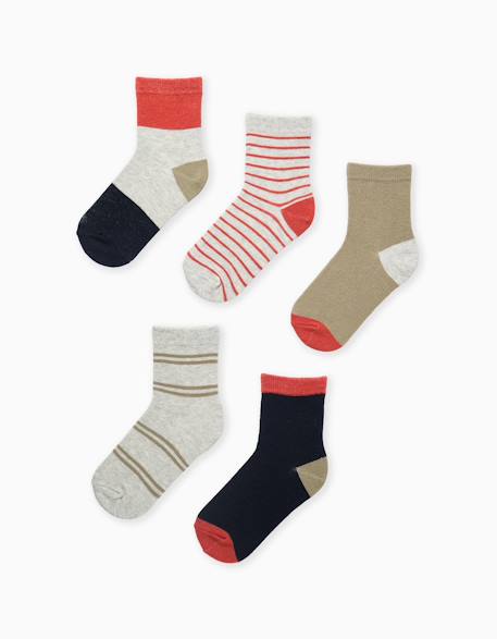 Garçon-Lot de 5 paires de chaussettes rayées