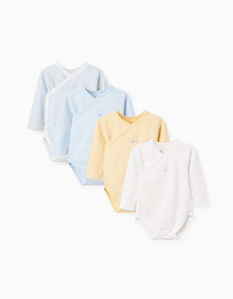 3 bodies en coton croisés rayés/imprimés Multicolore 1 - vertbaudet enfant 