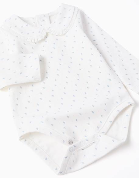 Body à manches longues et motif feuille Blanc 3 - vertbaudet enfant 
