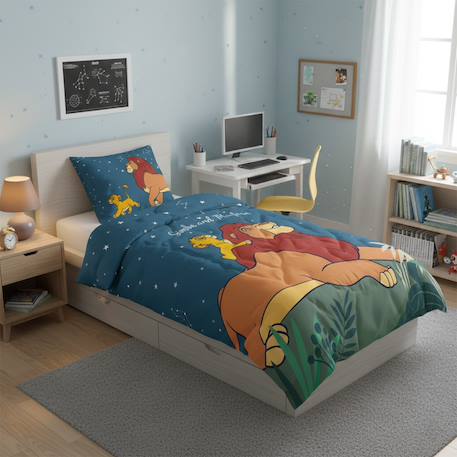 Housse de couette disney roi lion simba et mufasa brille dans le noir coton Bleu 5 - vertbaudet enfant 