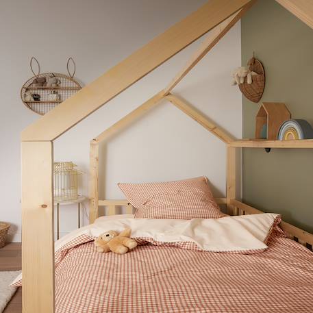 Taie d'oreiller enfant imprimée en percale de coton, mini vichy Beige moyen 6 - vertbaudet enfant 