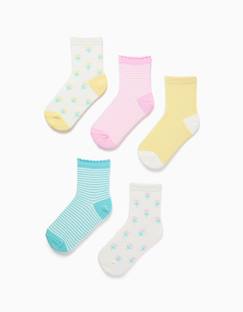 Lot de cinq chaussettes unies/rayées/brodées  - vertbaudet enfant