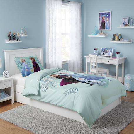 Housse de couette disney reine des neiges elsa et anna coton Bleu 3 - vertbaudet enfant 