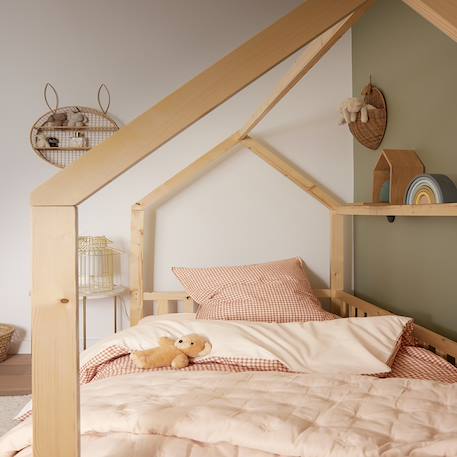 Housse de couette enfant imprimée en percale de coton, mini vichy Beige moyen 4 - vertbaudet enfant 