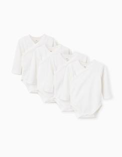 Bébé-Body-Lot de 4 bodies en coton croisés unis/côtelés