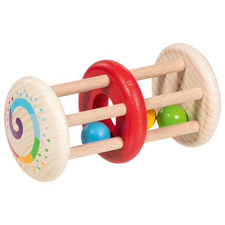Hochet double à grelot en bois Multi-coloured 2 - vertbaudet enfant 