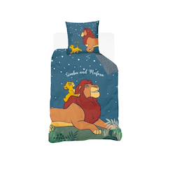 Linge de maison et décoration-Linge de lit enfant-Taie d'oreiller-Housse de couette disney roi lion simba et mufasa brille dans le noir coton