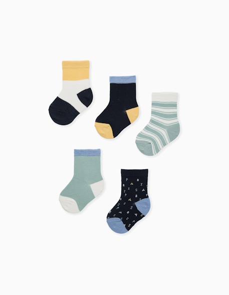 Bébé-5 paires de chaussettes à détails contrastés