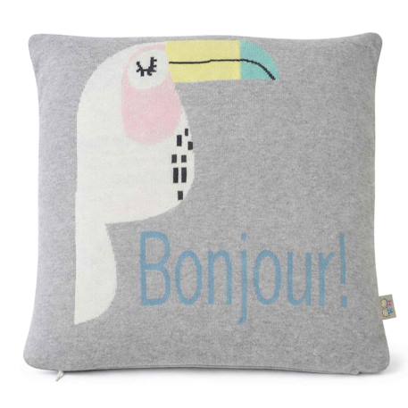 Taie de coussin en coton biologique Bleu, chaton+Écru, ourson+Gris, dino+Gris, renard+Gris, singe+Gris, toucan+Noir, chien+Rose, chat 27 - vertbaudet enfant 